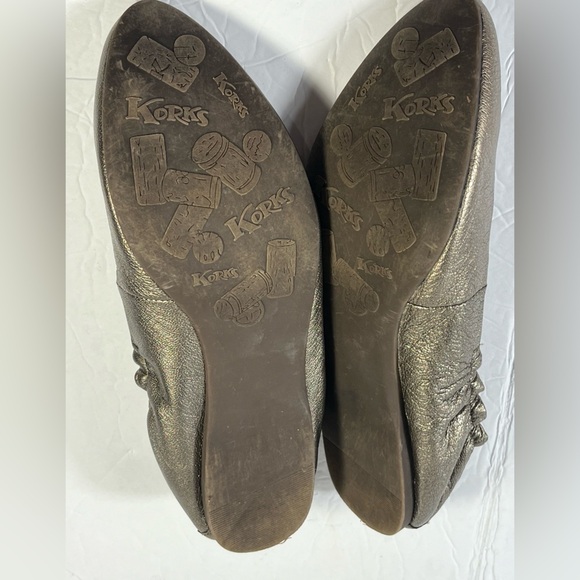 Korks by Kork Ease leather Julie gold/brass ballet flats shoe comfort 38.5/7.5 - Picture 2 of 8